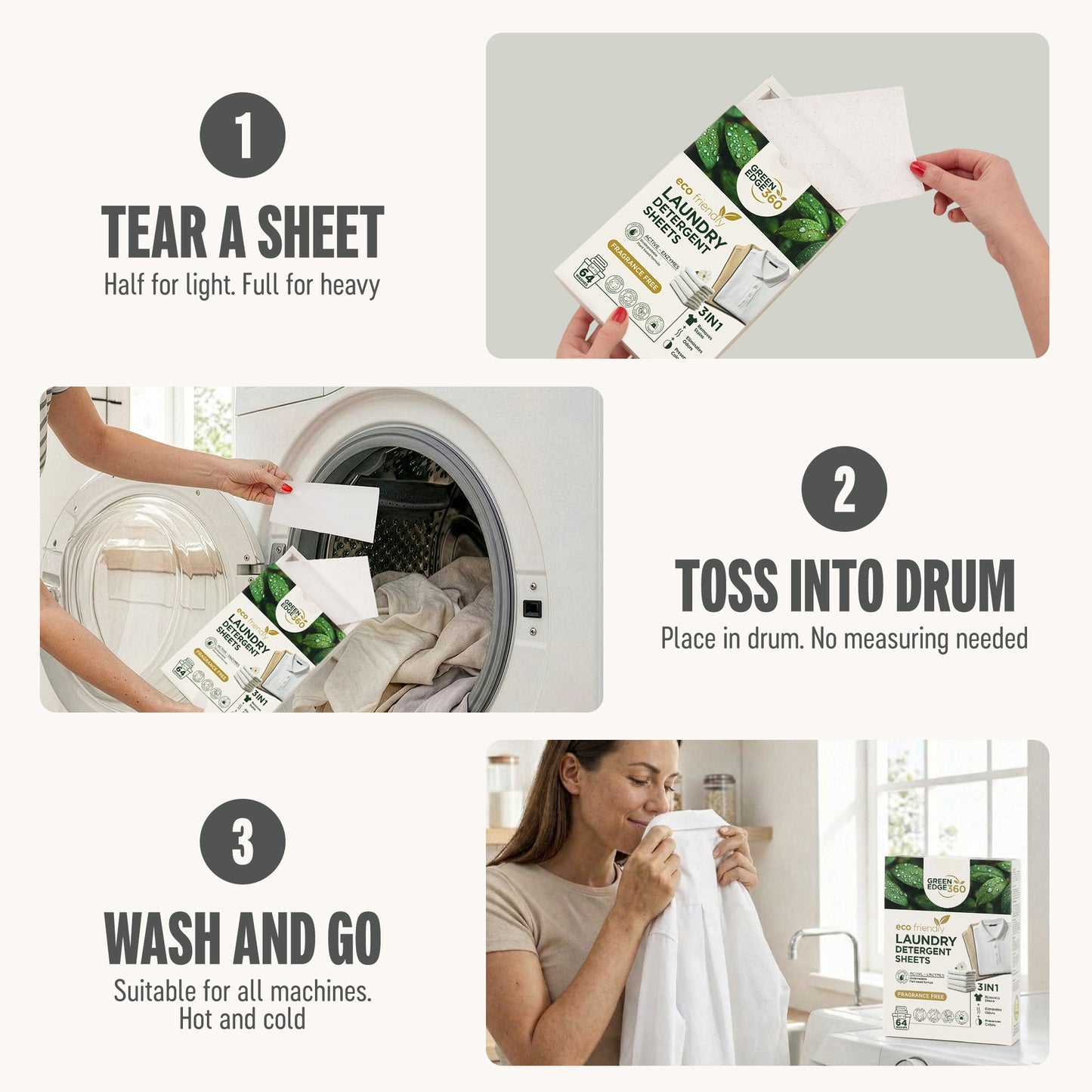 Fragrance Free Eco Friendly Laundry Detergent Sheets
